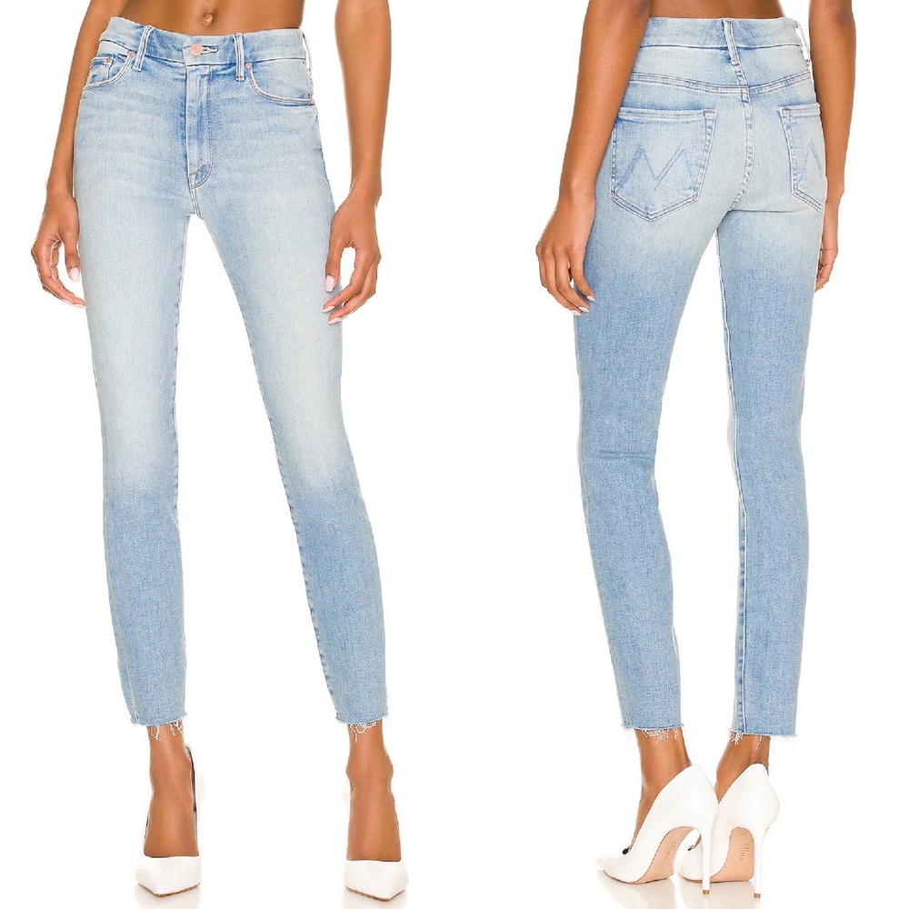 MOTHER The High Waisted Looker Ankle Fray Jeans Au Revoir